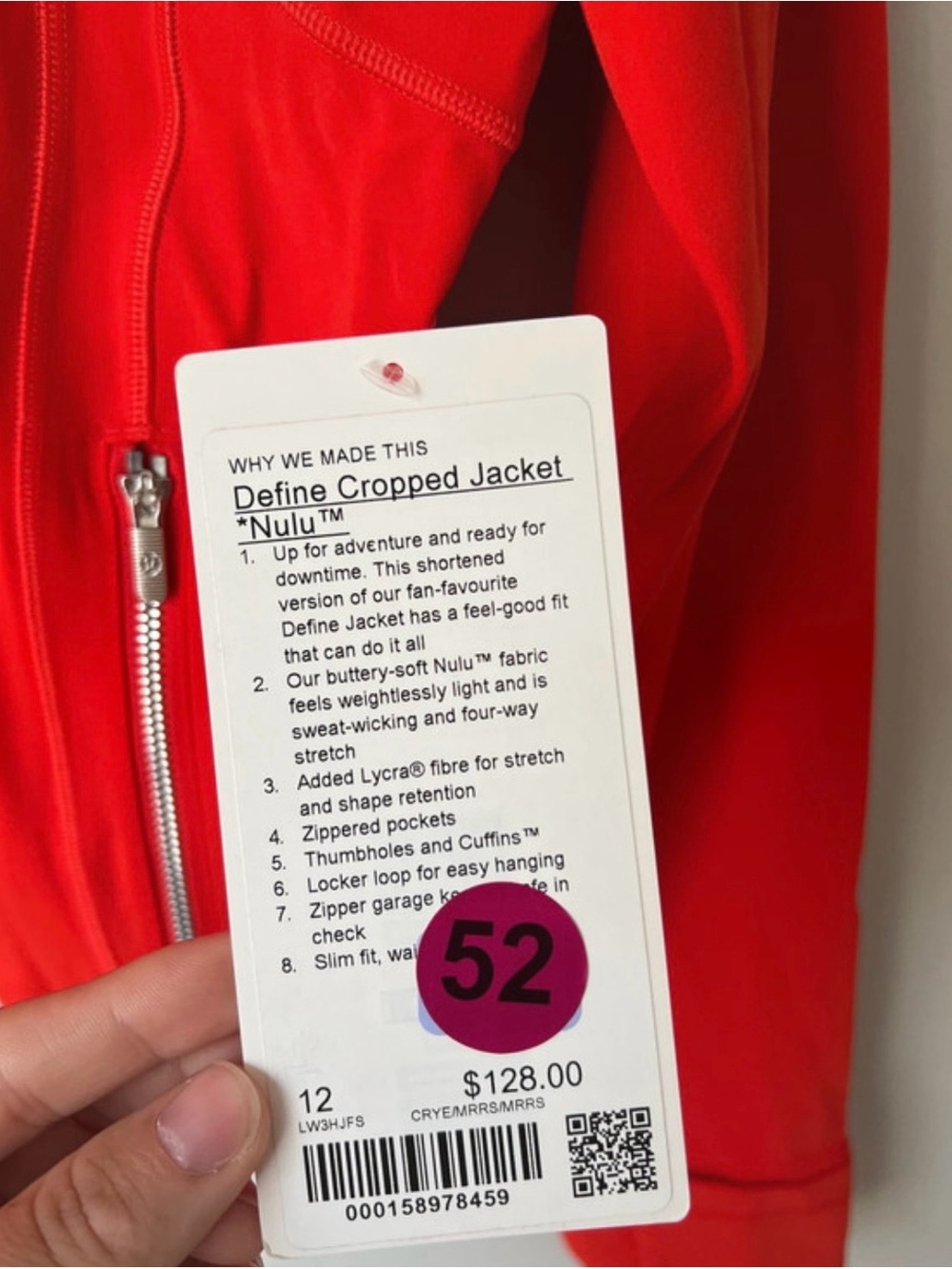 Define Cropped Jacket Nulu. Cherry Ember/Mirror Silver/ Mirror Silver. NWT SZ 12 - Picture 4 of 5